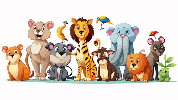 Diverse Animals Illustration on White Background