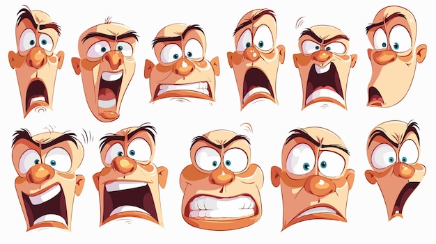 Vector diverse cartoon face expressions vector illustration