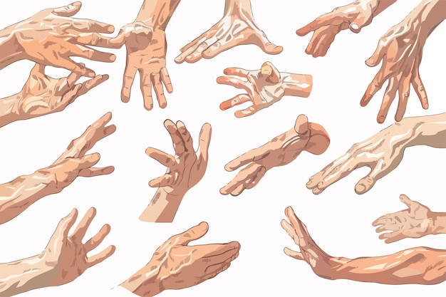 Diverse Collection of Hands Posed in Various Positions Clip