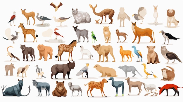 Diverse Collection of Wildlife Animals in Natural Habitat