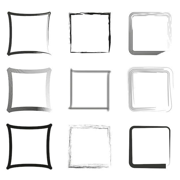 Diverse frames set Abstract border designs Creative square graphics Vector illustration EPS 10