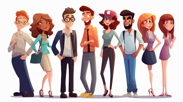 Vector diverse group of friends cartoon illustration vector