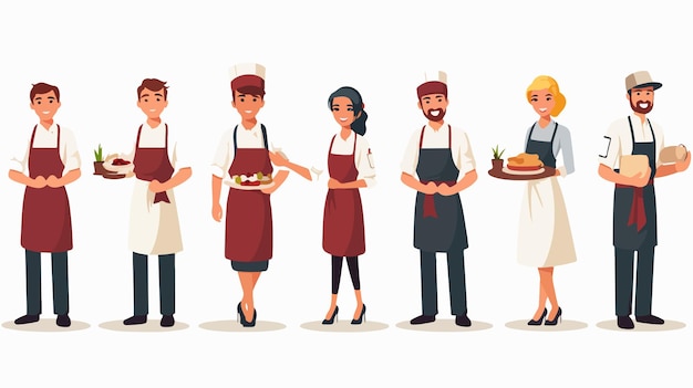 Vector diverse group of male and female chefs at work