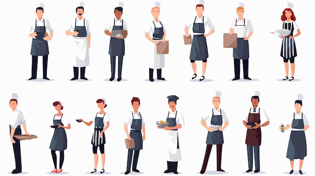 Vector diverse group of male and female chefs at work