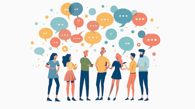 Diverse Group of People Communicating Vector Illustration