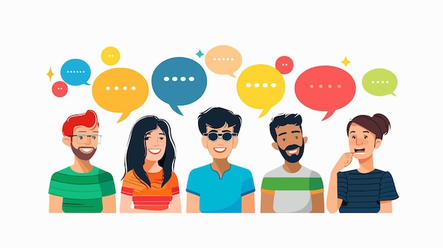 Diverse Group of People Communicating Vector Illustration