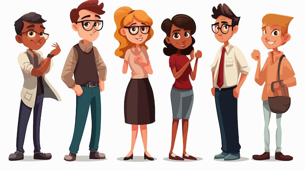 Vector diverse group of young people cartoon avatars set vector illustration