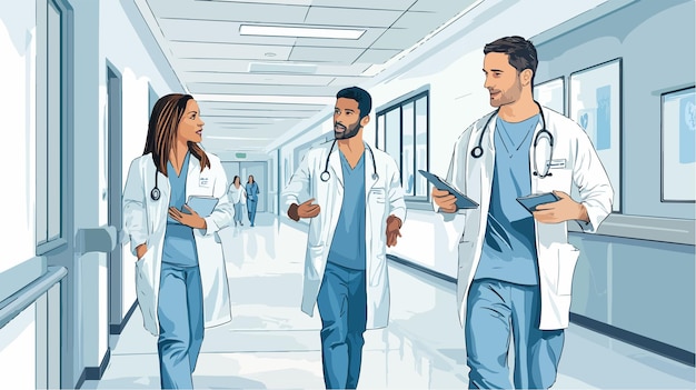 Diverse Healthcare Professionals Working Together in Medical Setting