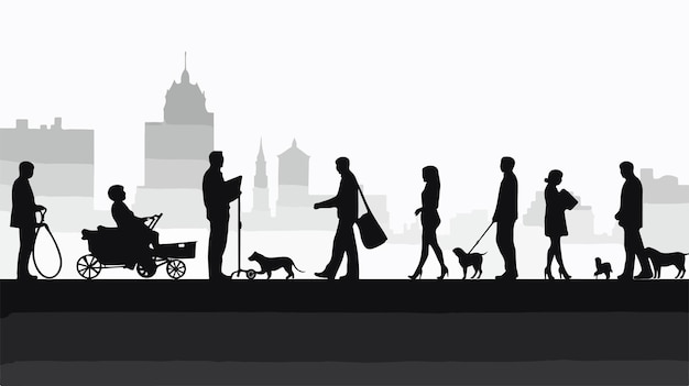 Vector diverse human silhouettes in everyday life