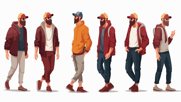 Diverse Men in Trendy Street Fashion Clothing Collection