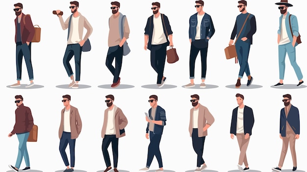 Diverse Men in Trendy Street Fashion Clothing Collection