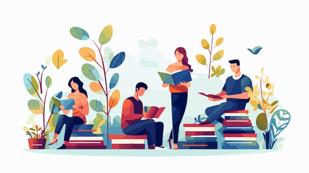 Diverse People Reading Books Outdoors Educational Lifestyle Concept