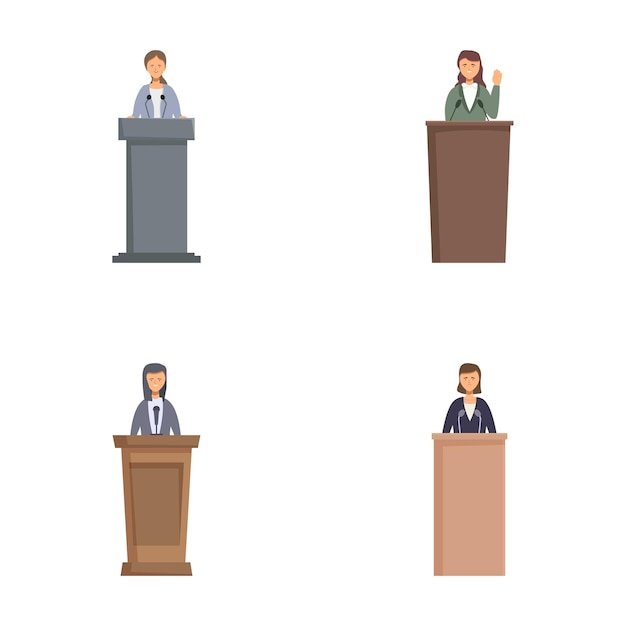 Diverse set of business people public speaking