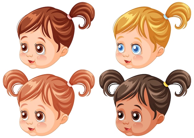 Diverse Toddler Girls with Cute Hairstyles