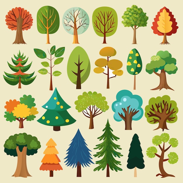 Diverse Tree Sticker Collection 20 NatureInspired Tree and Leaf Designs for Creative Projects