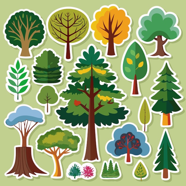 Diverse Tree Sticker Collection 20 NatureInspired Tree and Leaf Designs for Creative Projects