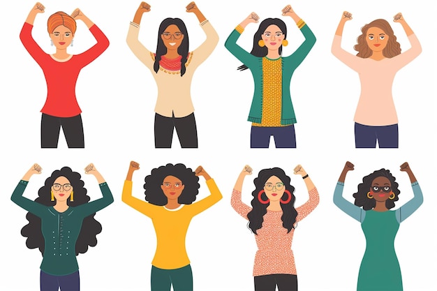 Diverse Women with Raised Fists Vector