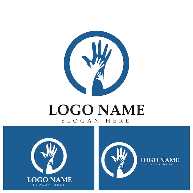 Diversity hand team work help logo vector icon illustration