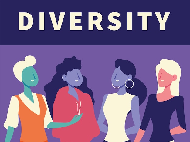 Diversity women portrait avatar characters design vector illustration