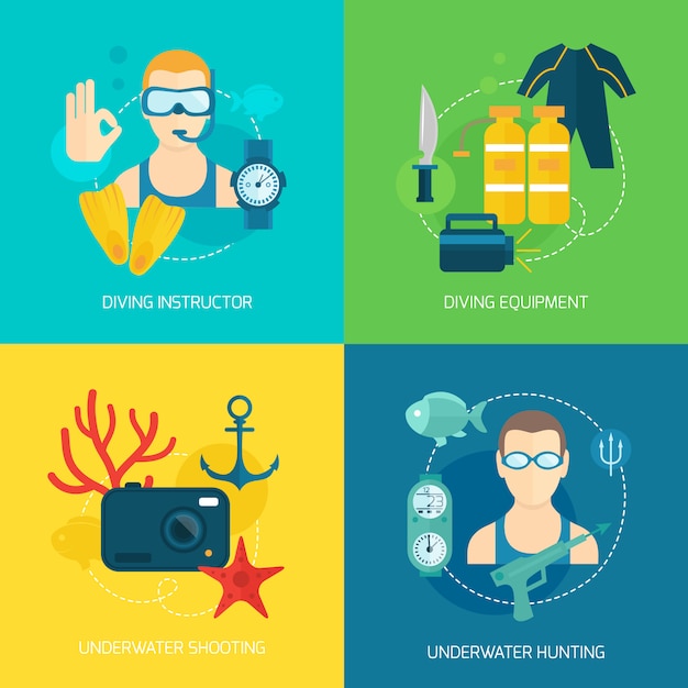 Diving icons composition