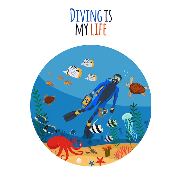 Diving is my life illustration