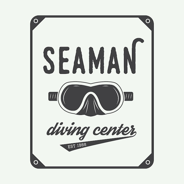 Diving logo label in vintage style