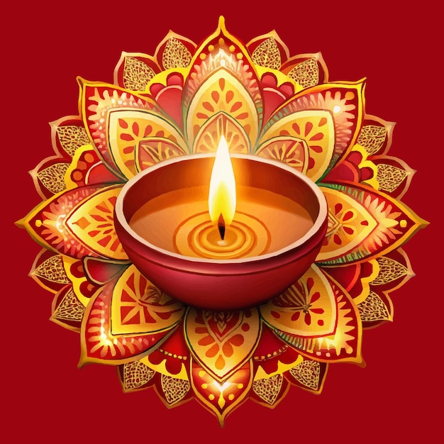 Vector diwali candle art isolated