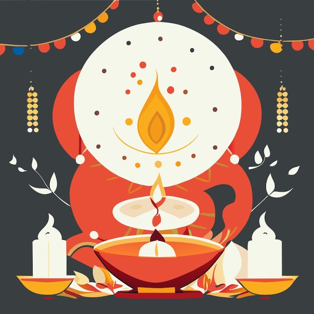 Vector diwali candlelight dinner vector illustration flat 2