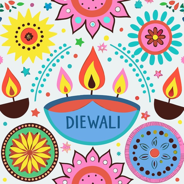 Vector diwali celebration and mandala art vibrant festive illustrations