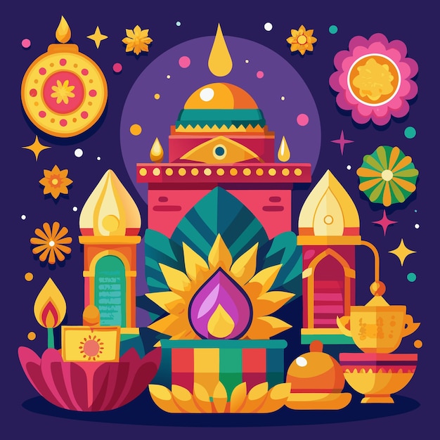 Diwali Celebration and Mandala Art Vibrant Festive Illustrations