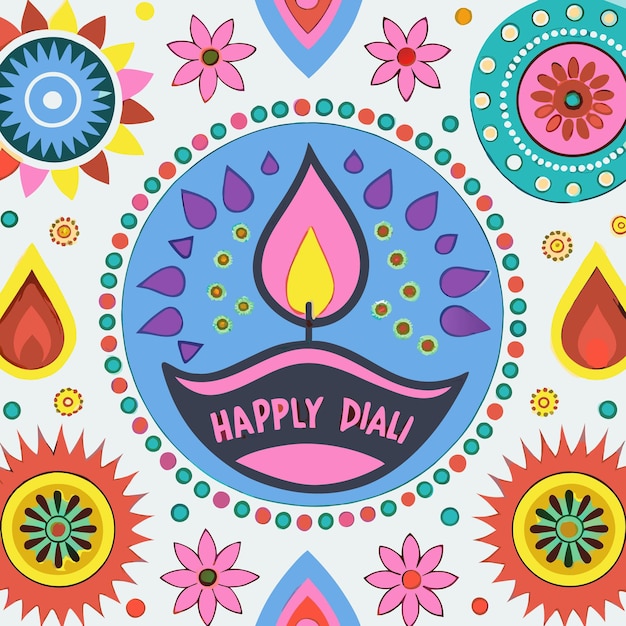 Vector diwali celebration and mandala art vibrant festive illustrations