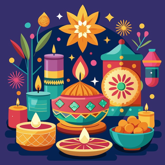 Diwali Celebration and Mandala Art Vibrant Festive Illustrations