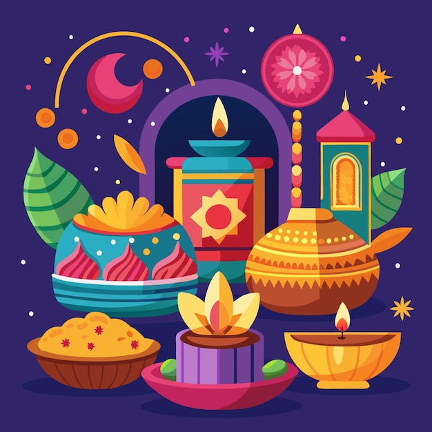 Diwali Celebration and Mandala Art Vibrant Festive Illustrations