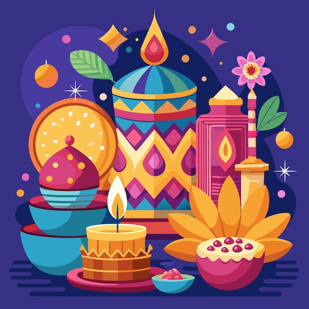 Diwali Celebration and Mandala Art Vibrant Festive Illustrations