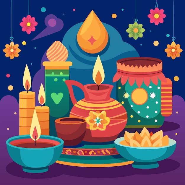 Diwali Celebration and Mandala Art Vibrant Festive Illustrations