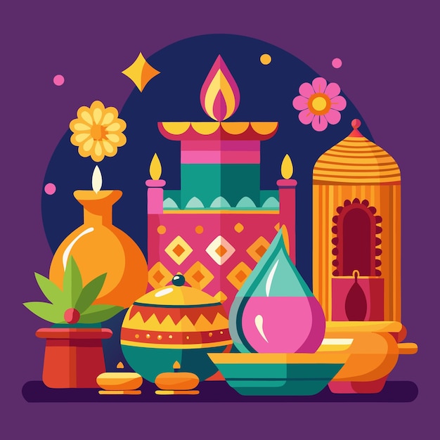 Diwali Celebration and Mandala Art Vibrant Festive Illustrations