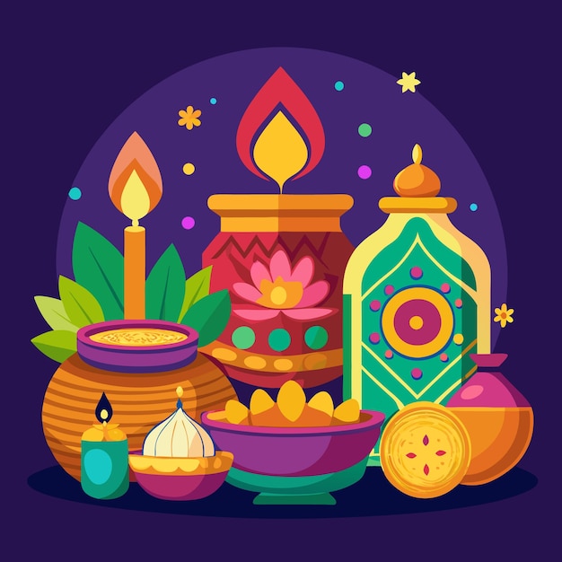 Diwali Celebration and Mandala Art Vibrant Festive Illustrations