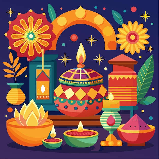 Diwali Celebration and Mandala Art Vibrant Festive Illustrations