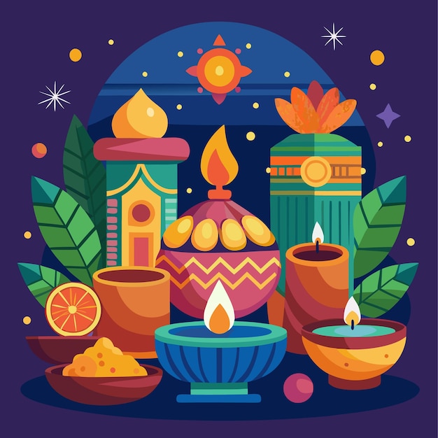 Diwali Celebration and Mandala Art Vibrant Festive Illustrations