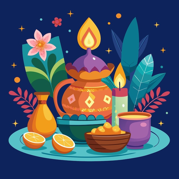 Vector diwali celebration and mandala art vibrant festive illustrations