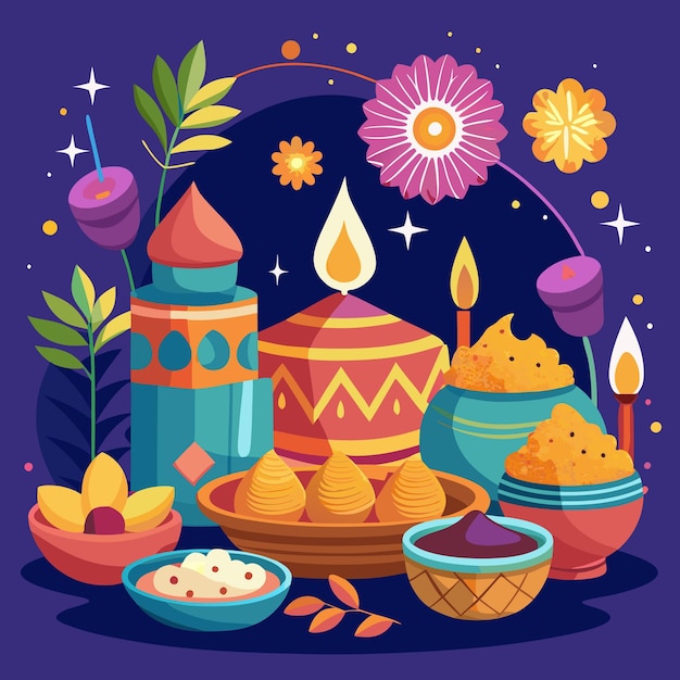 Diwali Celebration and Mandala Art Vibrant Festive Illustrations