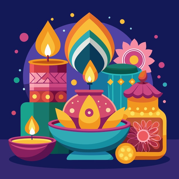 Diwali Celebration and Mandala Art Vibrant Festive Illustrations