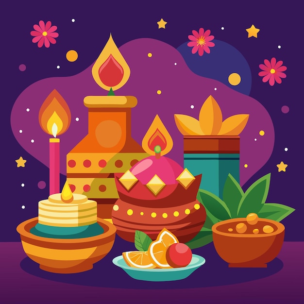 Vector diwali celebration and mandala art vibrant festive illustrations