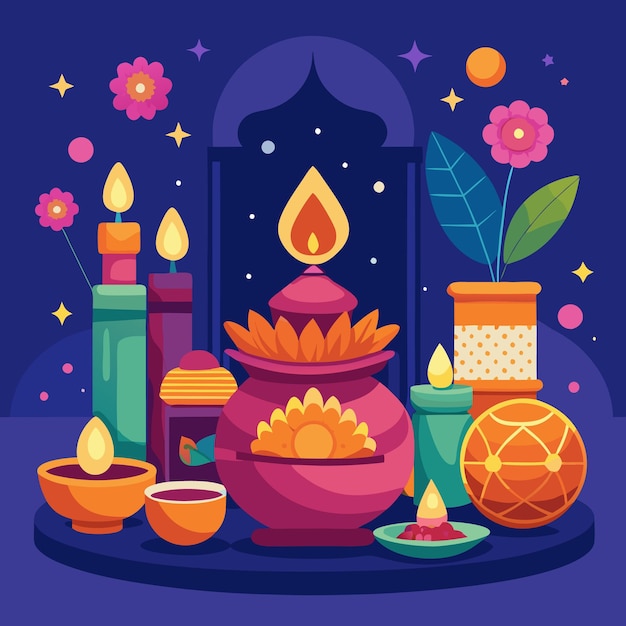 Vector diwali celebration and mandala art vibrant festive illustrations