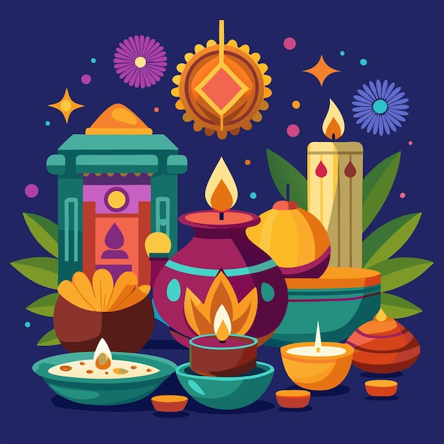 Diwali Celebration and Mandala Art Vibrant Festive Illustrations