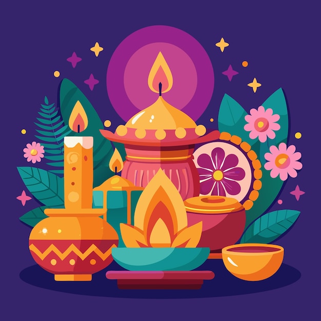 Diwali Celebration and Mandala Art Vibrant Festive Illustrations