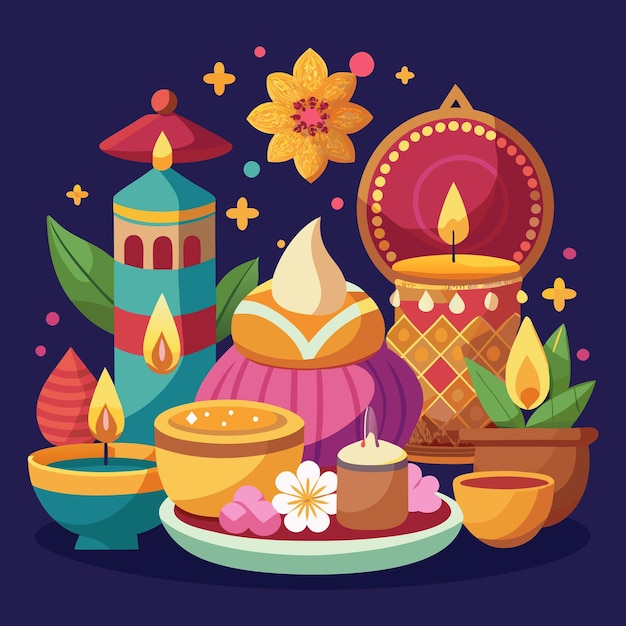 Diwali Celebration and Mandala Art Vibrant Festive Illustrations