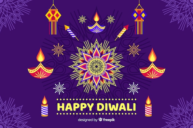 Vector diwali concept with flat design background