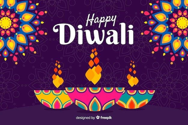 Diwali concept with flat design background