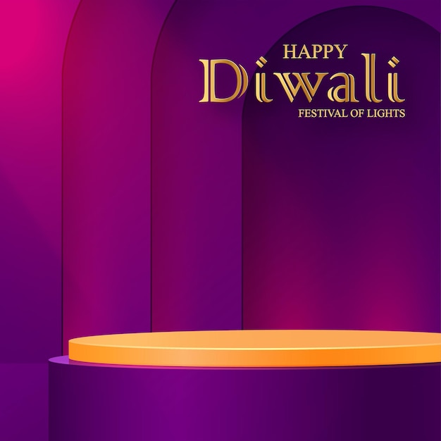 Diwali or Deepavali 3d Podium round stage style for the Indian festival of lights